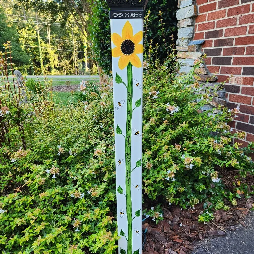 Garden Peace Pole Hand Painted Solar Light and Wire Stand Customized Yard Art
